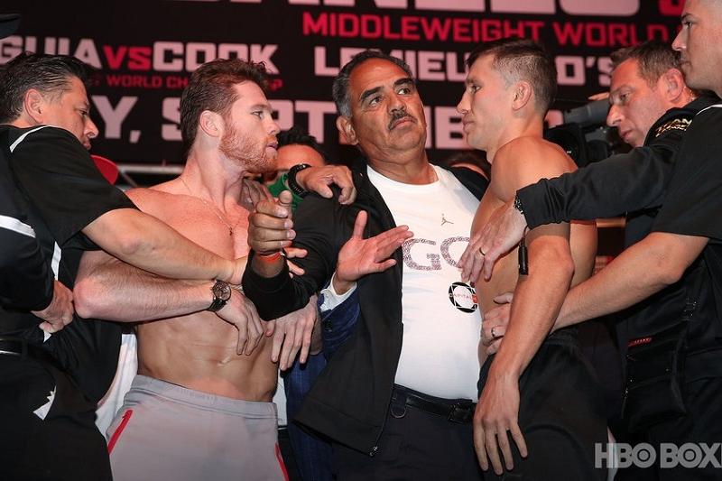 Головкин  мен Альварес жекпе-жек алдындағы міндетті салмақ өлшеу рәсімінен өтті