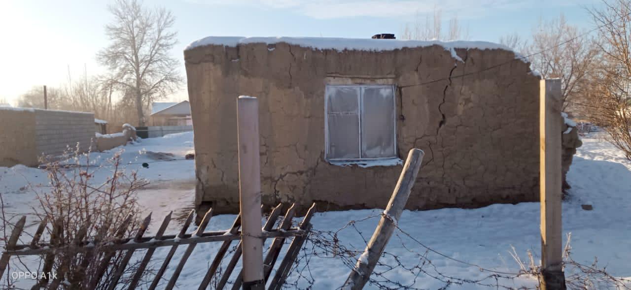 Күміс алқалы ана  апаттық үйде тұрады