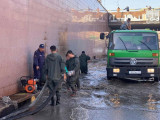Шымкентте көпір астындағы жолды су басып қалды