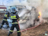 Семейде «Газель» көлігі өртеніп кетті