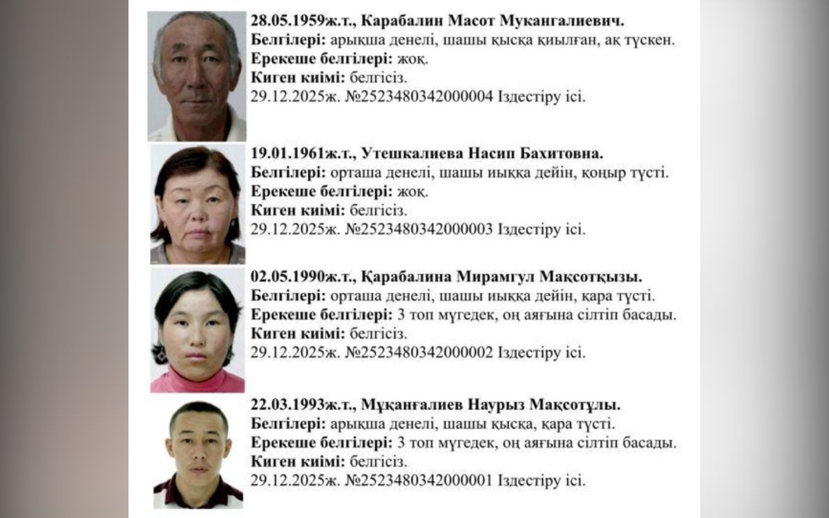 Атырау облысында бір отбасы жұмбақ жағдайда жоғалып кетті